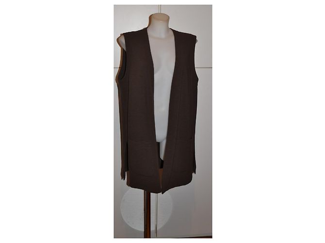 Agnona Strickset aus Wolle Pullover und langer ärmelloser Cardigan Braun - Ansicht 5