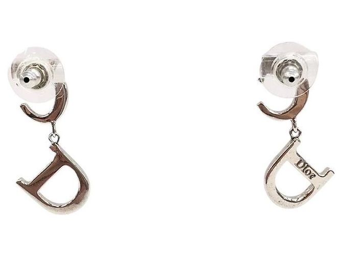 Orecchini a cerchio in argento con logo CD in strass Christian Dior - vista 2
