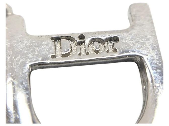 Orecchini a cerchio in argento con logo CD in strass Christian Dior - vista 3