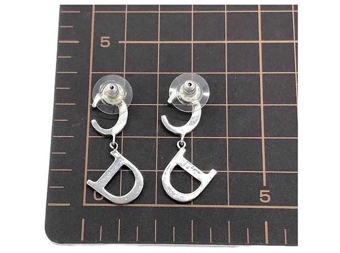 Orecchini a cerchio in argento con logo CD in strass Christian Dior - vista 5