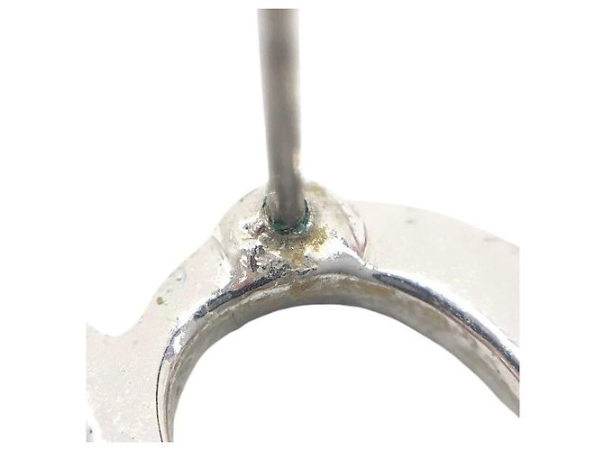 Orecchini a cerchio in argento con logo CD in strass Christian Dior - vista 7
