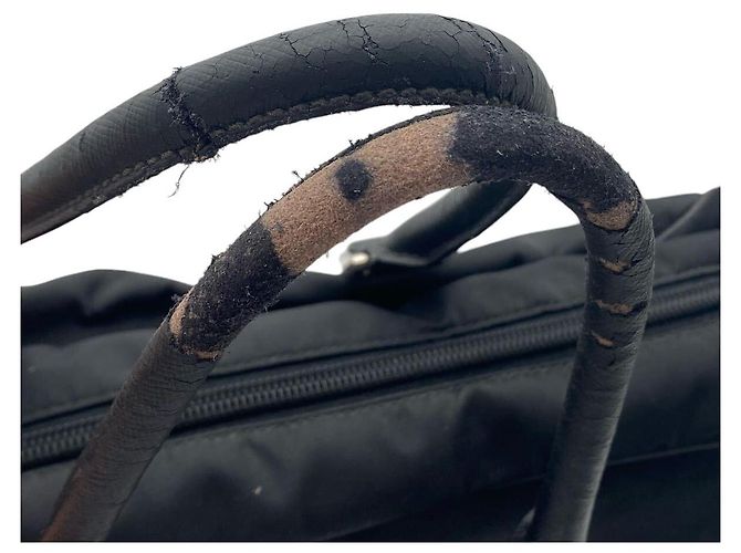 Borsa Boston in nylon nero con logo Prada - vista 5