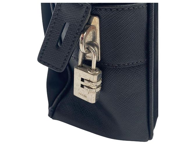 Borsa Boston in nylon nero con logo Prada - vista 6