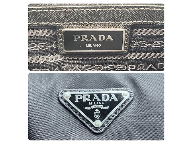 Borsa Boston in nylon nero con logo Prada - vista 9