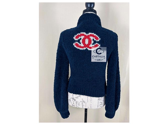 Chanel Neue CС Teddy Bomberjacke Marineblau - Ansicht 4