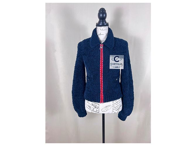 Chanel Neue CС Teddy Bomberjacke Marineblau - Ansicht 5
