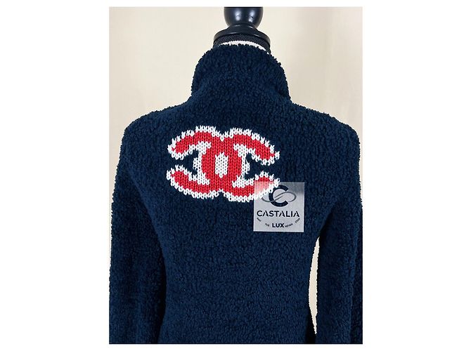 Chanel Neue CС Teddy Bomberjacke Marineblau - Ansicht 6