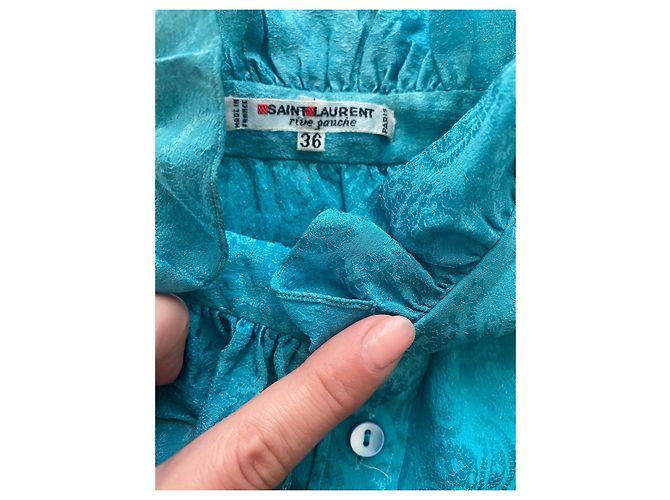 Blusa de seda Yves Saint Laurent Turquesa - vista 2
