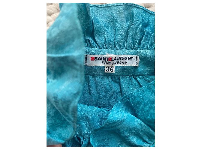Blusa de seda Yves Saint Laurent Turquesa - vista 3