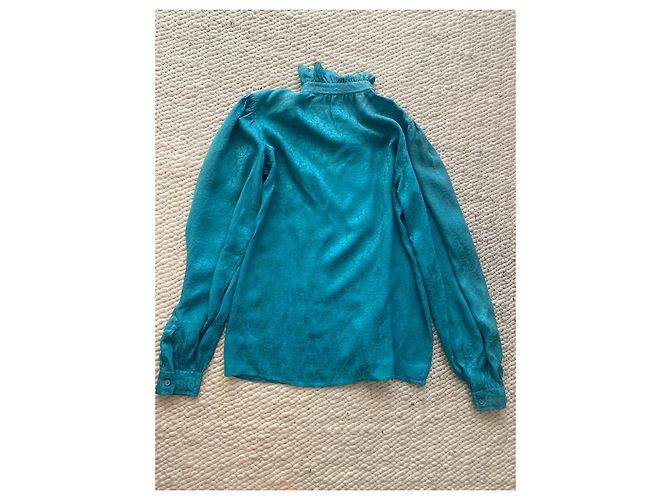 Blusa de seda Yves Saint Laurent Turquesa - vista 4