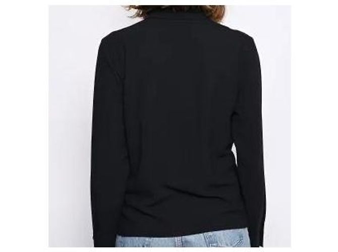 Camicia Blusa Chanel Blu Navy in Crepe con Profilo in Tweed - vista 8