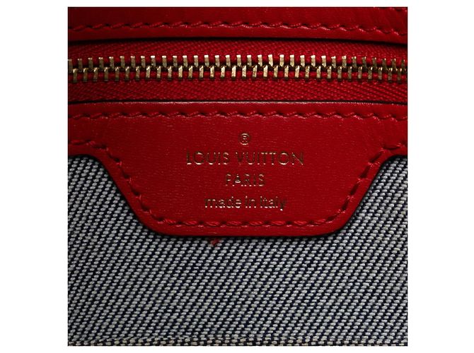 Borsa tote On the Go GM in denim Monogram Louis Vuitton Rosso Blu - vista 8