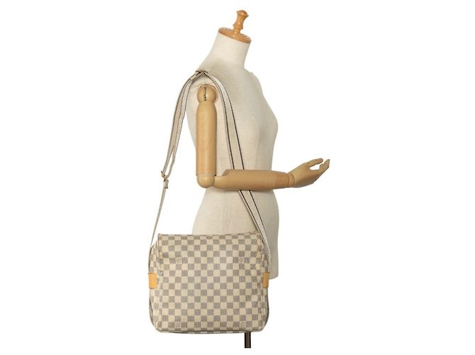 Borsa a Spalla Louis Vuitton Damier Azur Naviglio Bianco - vista 13