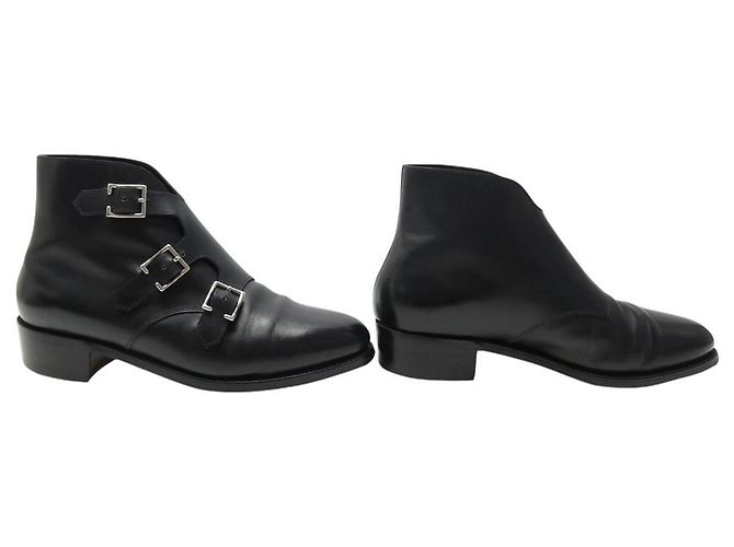 STIVALI JOHN LOBB WILLOW TRIPLE FIBBIA 5E 37.5 PELLE NERA - vista 3