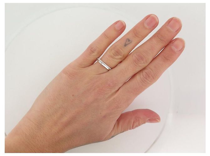 NOVO ANEL REPOSSI ANTIFER 2 LINHAS RAF2AKWG00000 53 OURO BRANCO 18K DIAMANTES Prata - vista 13