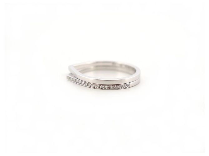 NOVO ANEL REPOSSI ANTIFER 2 LINHAS RAF2AKWG00000 53 OURO BRANCO 18K DIAMANTES Prata - vista 3