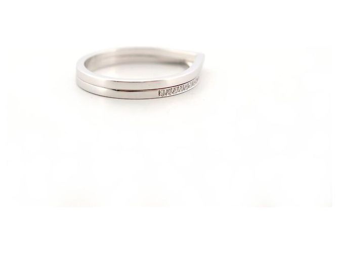 NOVO ANEL REPOSSI ANTIFER 2 LINHAS RAF2AKWG00000 53 OURO BRANCO 18K DIAMANTES Prata - vista 4
