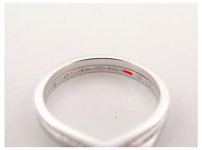 NOVO ANEL REPOSSI ANTIFER 2 LINHAS RAF2AKWG00000 53 OURO BRANCO 18K DIAMANTES Prata - vista 6