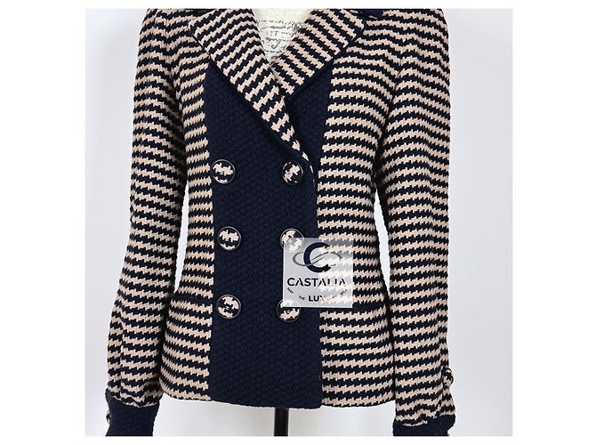Chanel Beige Hahnentritt Tweedjacke mit CC-Buttons - Ansicht 4