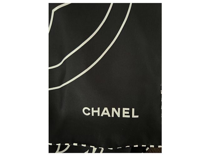 Cambon Chanel Seidenschal schwarz weiß Mehrfarben - Ansicht 2