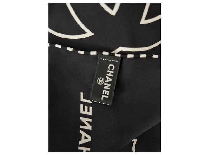 Cambon Chanel Seidenschal schwarz weiß Mehrfarben - Ansicht 3