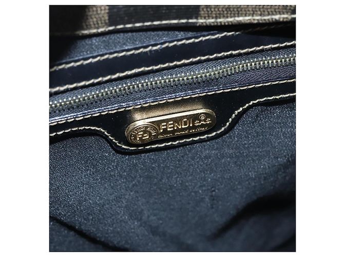 Pequin FENDI Pecan Canvas Tote Bag Braun Schwarz Auth yk17395 - Ansicht 15