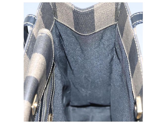 Pequin FENDI Pecan Canvas Tote Bag Braun Schwarz Auth yk17395 - Ansicht 17