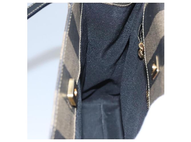 Pequin FENDI Pecan Canvas Tote Bag Braun Schwarz Auth yk17395 - Ansicht 18