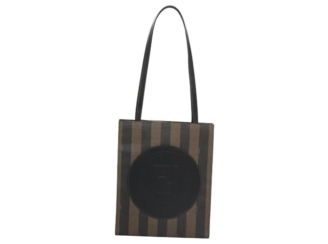 Pequin FENDI Pecan Canvas Tote Bag Braun Schwarz Auth yk17395 - Ansicht 2