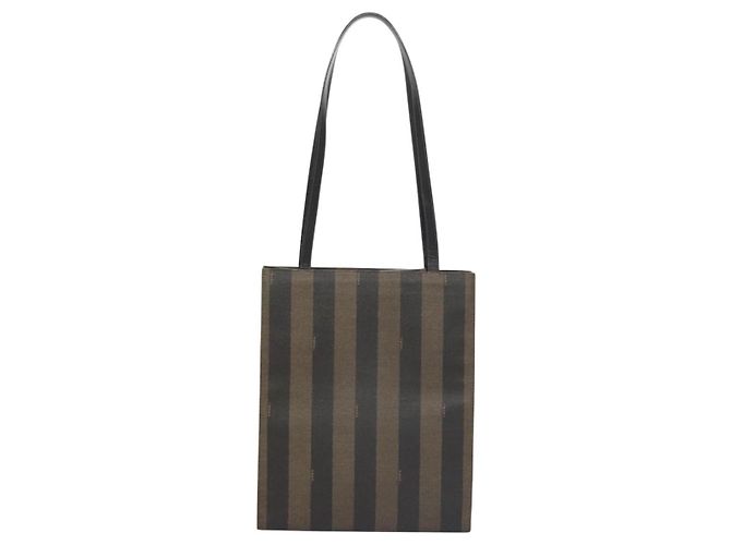 Pequin FENDI Pecan Canvas Tote Bag Braun Schwarz Auth yk17395 - Ansicht 3