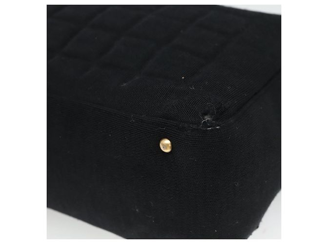 Borsa a spalla CHANEL Choco Bar in tela nera CC Auth BA034 Nero - vista 12