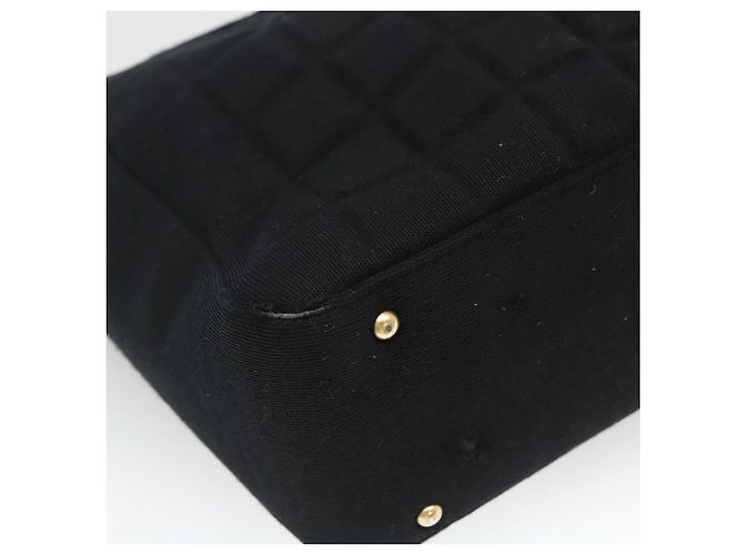 Borsa a spalla CHANEL Choco Bar in tela nera CC Auth BA034 Nero - vista 13