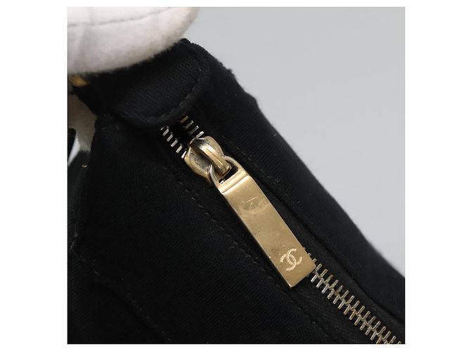Borsa a spalla CHANEL Choco Bar in tela nera CC Auth BA034 Nero - vista 14