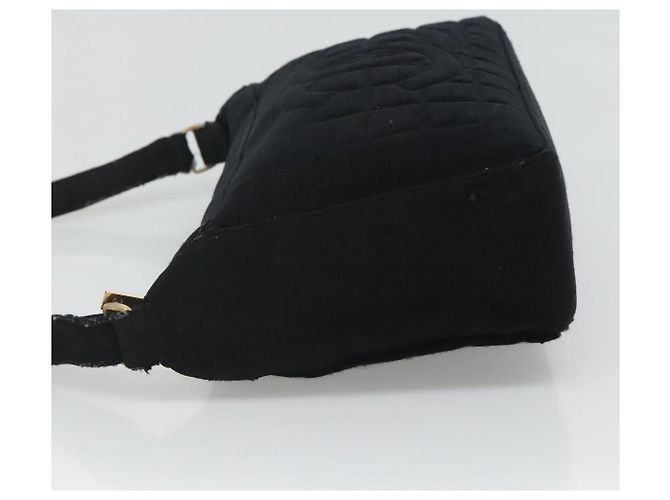 Borsa a spalla CHANEL Choco Bar in tela nera CC Auth BA034 Nero - vista 4