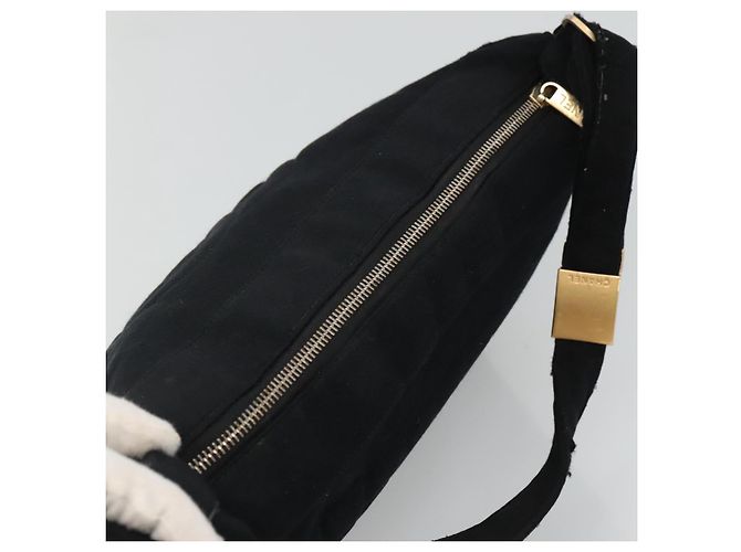 Borsa a spalla CHANEL Choco Bar in tela nera CC Auth BA034 Nero - vista 6