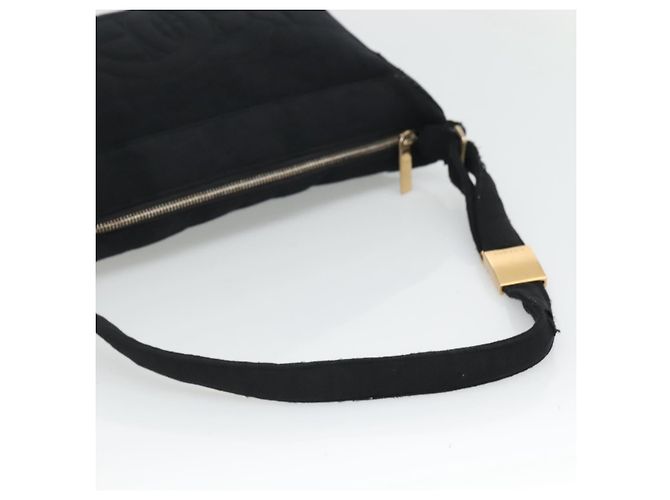 Borsa a spalla CHANEL Choco Bar in tela nera CC Auth BA034 Nero - vista 7
