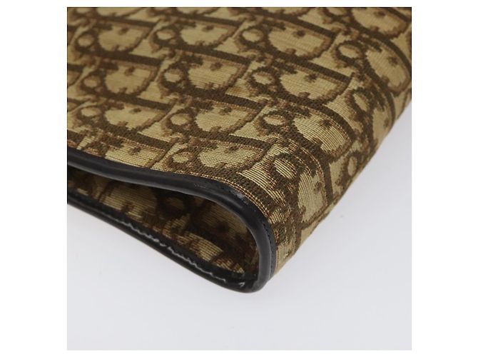 Borsa a spalla in tela Trotter Christian Dior marrone Auth bs22437 - vista 13
