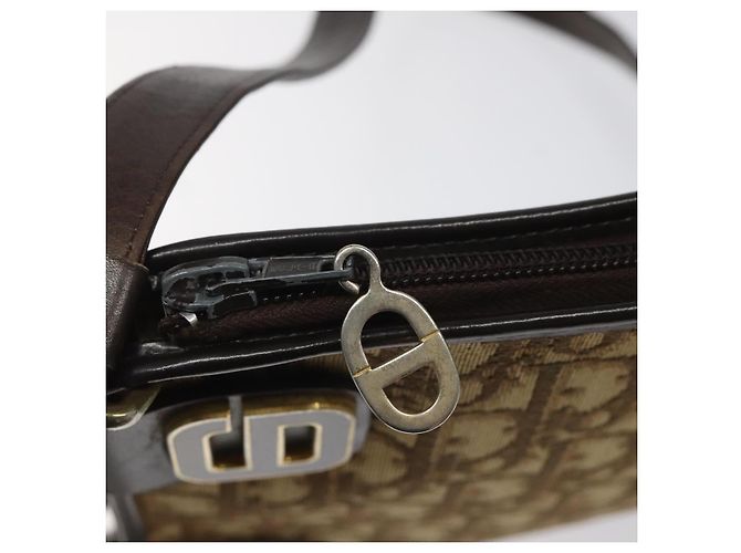 Borsa a spalla in tela Trotter Christian Dior marrone Auth bs22437 - vista 15
