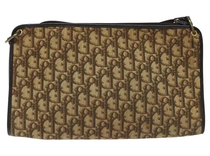 Borsa a spalla in tela Trotter Christian Dior marrone Auth bs22437 - vista 3