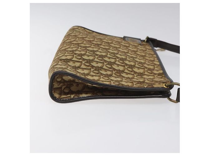 Borsa a spalla in tela Trotter Christian Dior marrone Auth bs22437 - vista 4