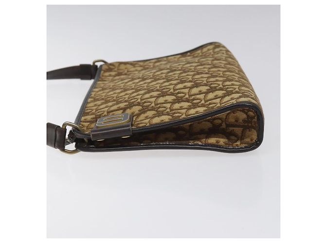 Borsa a spalla in tela Trotter Christian Dior marrone Auth bs22437 - vista 5