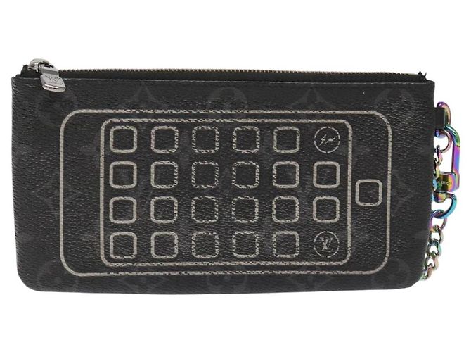 CUSTODIA PER IPHONE LOUIS VUITTON Monogram Eclipse Fragment M64433 LV Auth 113203 Monogramma - vista 2