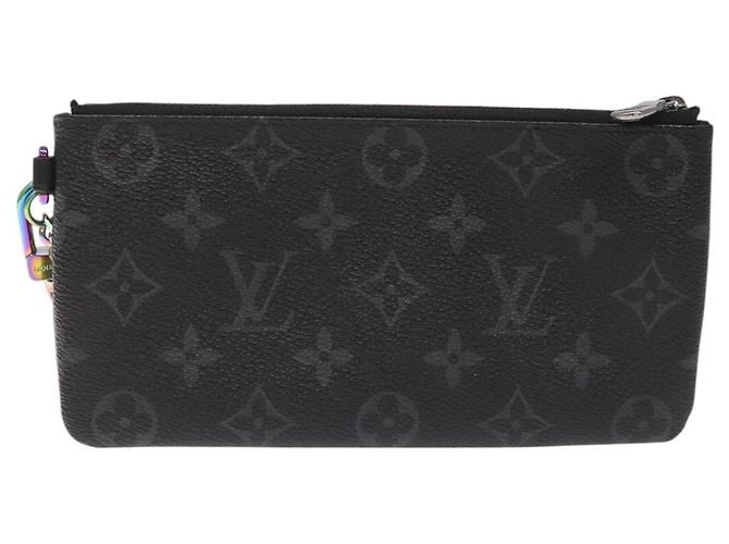 CUSTODIA PER IPHONE LOUIS VUITTON Monogram Eclipse Fragment M64433 LV Auth 113203 Monogramma - vista 3