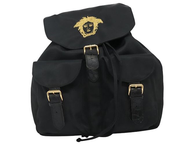 Zaino in nylon nero Gianni Versace Auth 115404 - vista 2