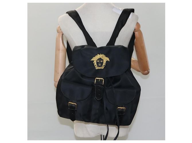 Zaino in nylon nero Gianni Versace Auth 115404 - vista 22