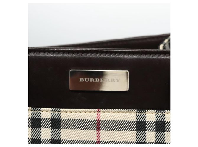 Borsa a mano in tela beige marrone con motivo Nova Check di BURBERRY Auth BA050 - vista 14