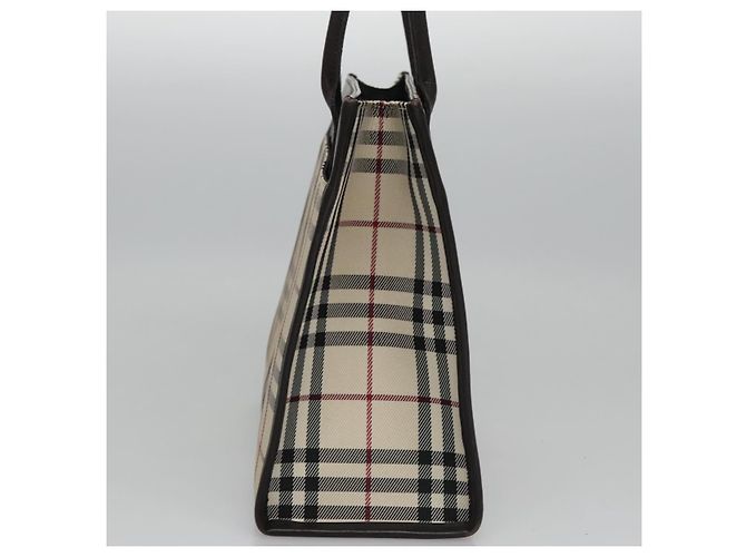 Borsa a mano in tela beige marrone con motivo Nova Check di BURBERRY Auth BA050 - vista 4
