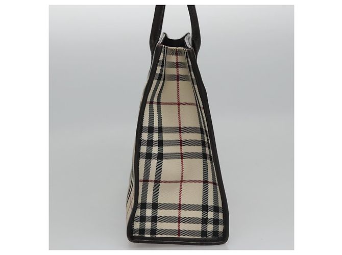 Borsa a mano in tela beige marrone con motivo Nova Check di BURBERRY Auth BA050 - vista 5