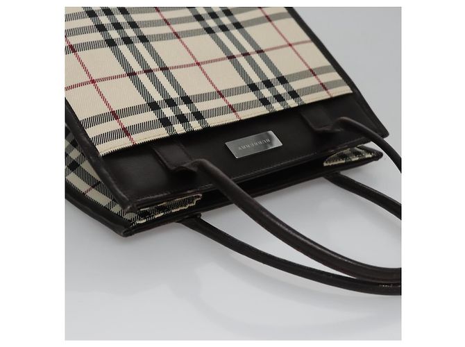 Borsa a mano in tela beige marrone con motivo Nova Check di BURBERRY Auth BA050 - vista 6