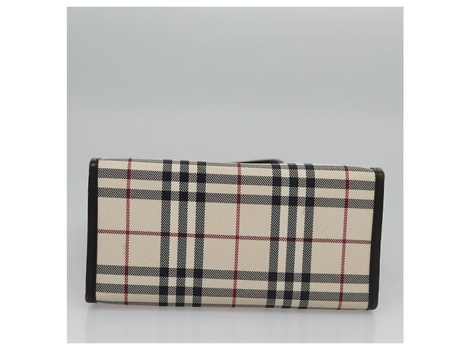Borsa a mano in tela beige marrone con motivo Nova Check di BURBERRY Auth BA050 - vista 9